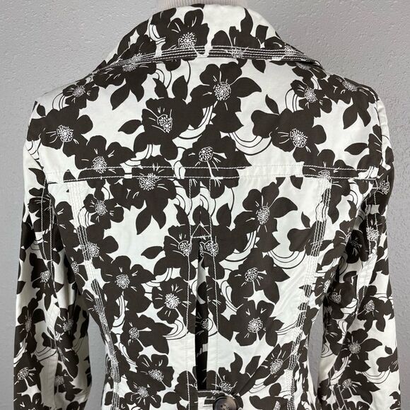 Eddie Bauer Brown and White Floral Rain Jacket Size S EUC - Picture 7 of 8